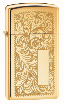 Зажигалка ZIPPO Slim® Venetian® с покрытием High Polish Brass, латунь, 29x10x60 мм