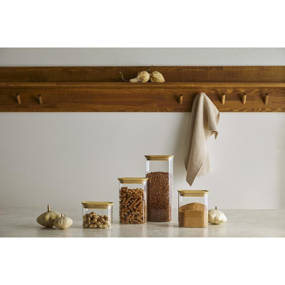 Банка для хранения прямоная glass bamboo, 600 мл