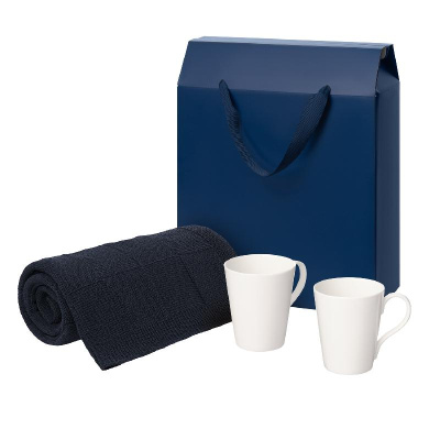 Подарочный набор Vesta, Cella,  в коробке-пакете (две фарфоровых кружки, плед)