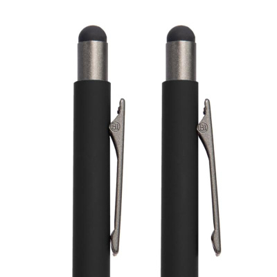 Ручка шариковая FACTOR GRIP со стилусом, красный/темно-серый, металл, пластик, пробка, софт-покрытие