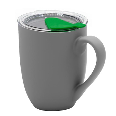 Кружка с крышкой Velvet Duo, софт-тач, чёрная