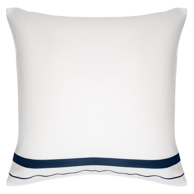 Набор из двух наволочек из сатина  с синим кантом из коллекции essential, 70х70 см