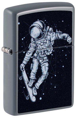 Зажигалка ZIPPO Skateboarding Astronaut с покрытием Flat Grey, латунь, 38x13x57 мм