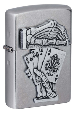 Зажигалка ZIPPO Dead Mans Hand с покрытием Street Chrome, латунь, 38x13x57 мм
