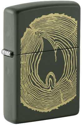 Зажигалка ZIPPO Wood Ring с покрытием Green Matte, латунь, овая, 38x13x57 мм