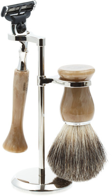 Бритвенный набор IL Ceppo: станок, помазок, подставка,  перламутровый