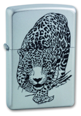 Зажигалка ZIPPO Leopard, с покрытием Satin Chrome™, латунь, овая, 38x13x57 мм