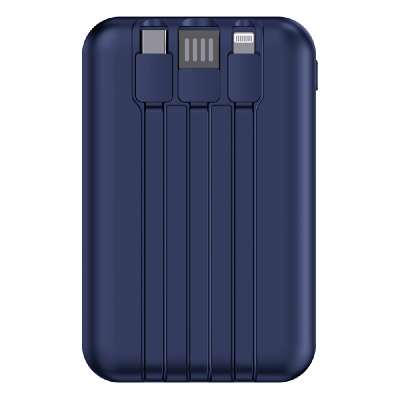 Внешний аккумулятор (powerbank) «Lumen», 10 000 mAH, с тремя зарядными шнурами, 22,5W super fast charge, Power Delivery (PD) 20W (dfnn), QC3.0