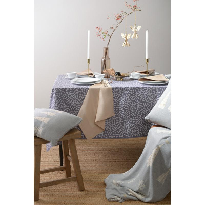 Скатерть из хлопка фиолетово с рисунком Спелая смородина, scandinavian touch, 180х260см