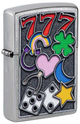 Зажигалка ZIPPO All Luck с покрытием Street Chrome, латунь, 38x13x57 мм