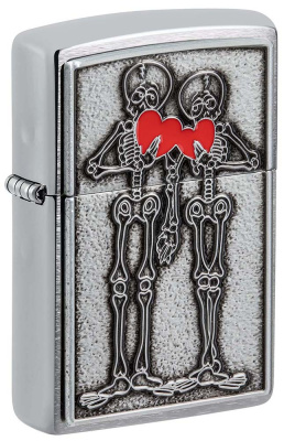 Зажигалка ZIPPO Couple Love с покрытием Brushed Chrome, латунь, 36x13x57 мм