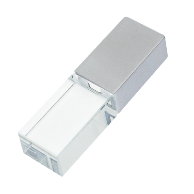 Флеш накопитель USB 2.0 Кристалл Матовый, металлстекло, прозрачный подсветка синим