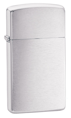Зажигалка ZIPPO Slim® с покрытием Brushed Chrome, латунь, овая, 29x10x60 мм