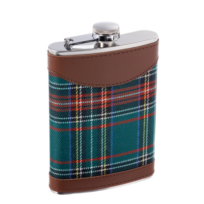 Фляга SQuire 0,24 л, искусственная кожа,  с шотландской клеткой