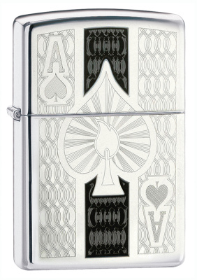 Зажигалка ZIPPO Ace с покрытием High Polish Chrome, латунь, 38x13x57 мм
