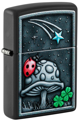 Зажигалка ZIPPO Ladybug Design с покрытием Black Matte, латунь, овая, 38x13x57 мм