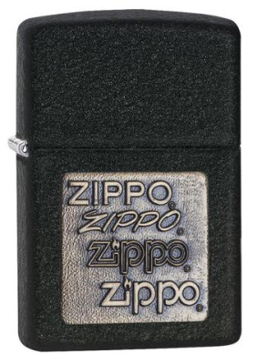 Зажигалка ZIPPO Logo с покрытием Black Crackle™, латунь, овая, 38x13x57 мм