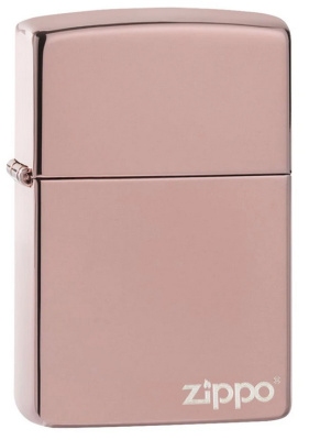 Зажигалка ZIPPO Logo с покрытием High Polish Rose Gold, латунь,  золото, 38x13x57 мм