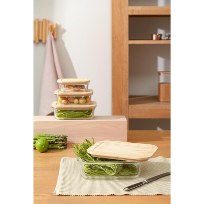 Контейнер для запекания и хранения eco store с крышкой из бамбука, 370 мл